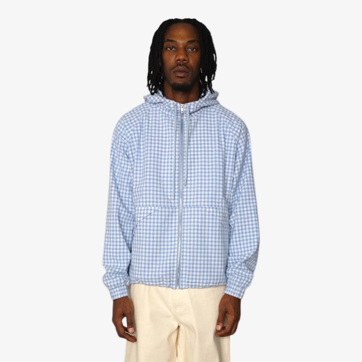 BLUE PLAID SHELL JACKET