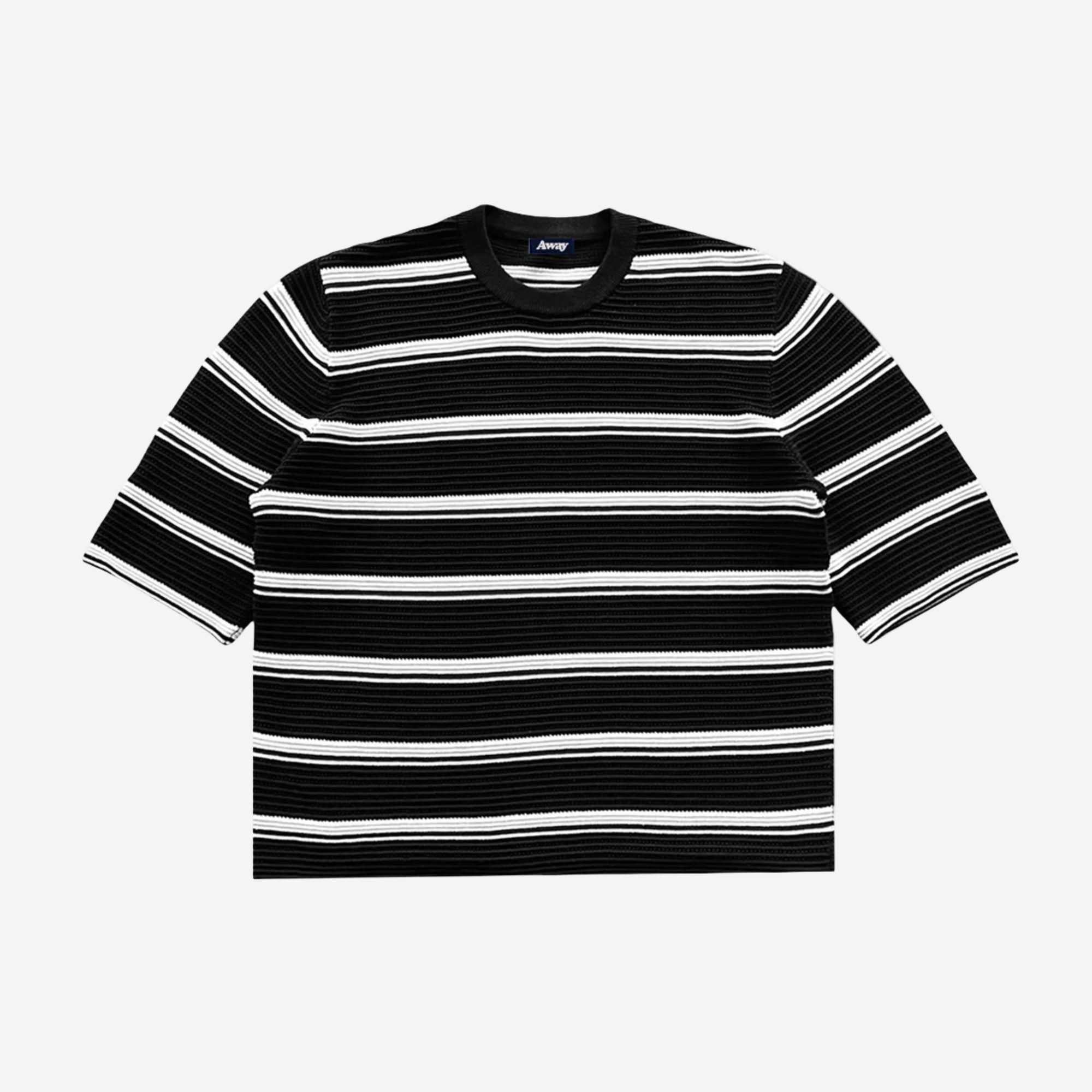 BLACK KNIT STRIPED TEE