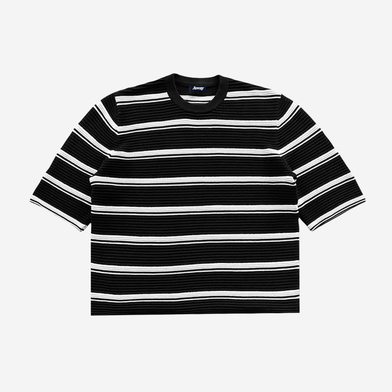 BLACK KNIT STRIPED TEE
