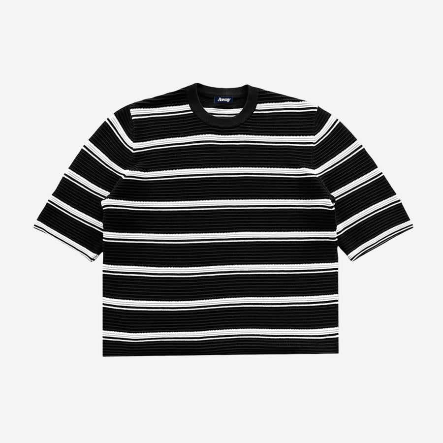 BLACK KNIT STRIPED TEE