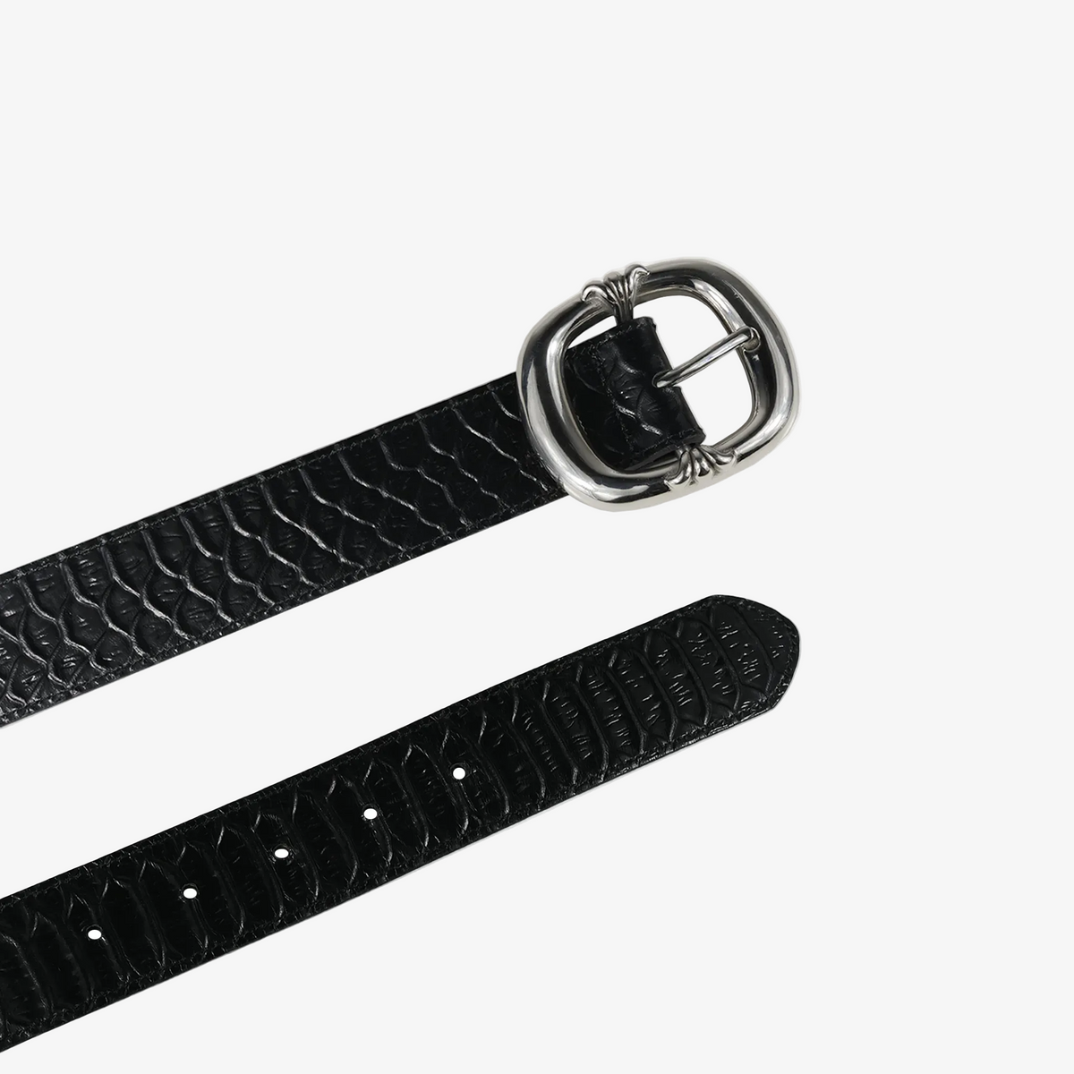 BLACK SNAKESKIN LEATHER BELT