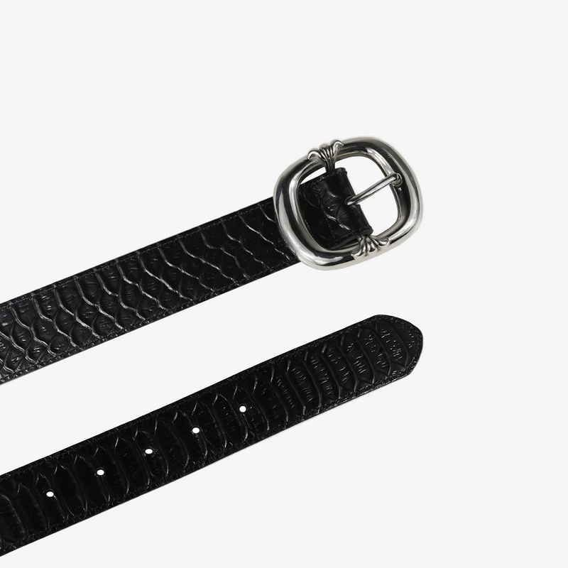 BLACK SNAKESKIN LEATHER BELT