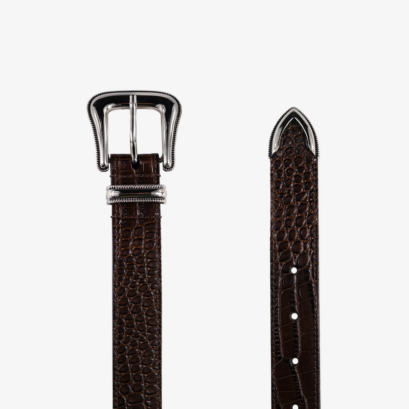 BROWN CROC LEATHER BELT