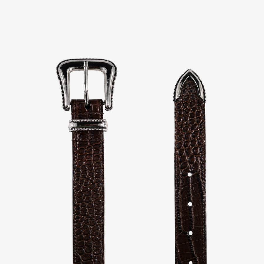 BROWN CROC LEATHER BELT
