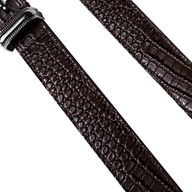 BROWN CROC LEATHER BELT