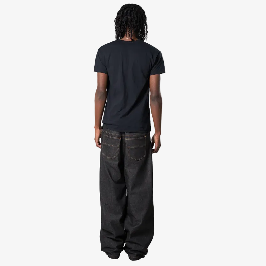 BLACK BAGGY RAW SELVEDGE DENIM