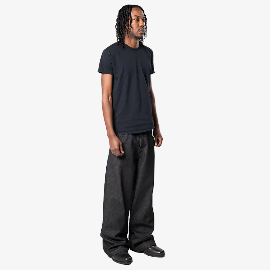 BLACK BAGGY RAW SELVEDGE DENIM