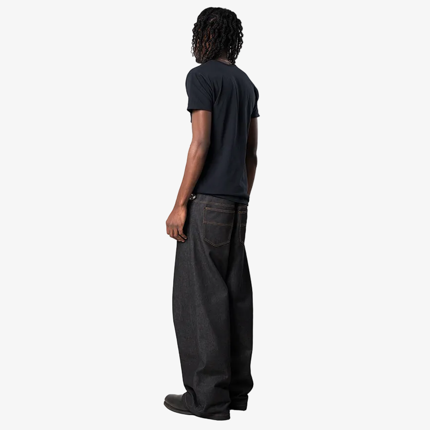 BLACK BAGGY RAW SELVEDGE DENIM