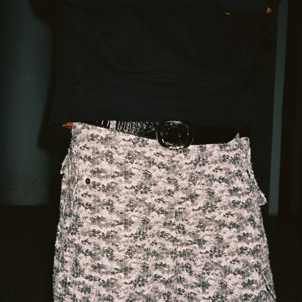 BLACK SNAKESKIN LEATHER BELT