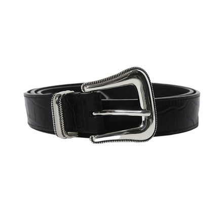 BLACK CROC LEATHER BELT