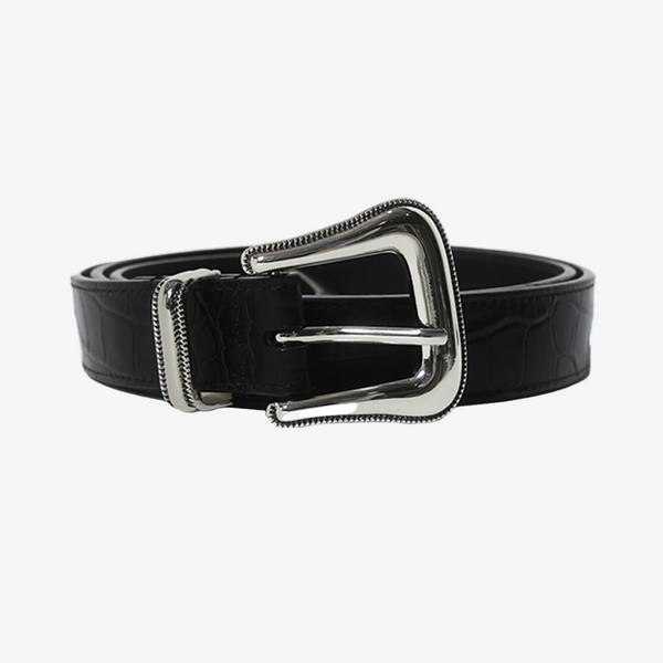 Black Croc Leather Belt | Premium Mens Accessories | Away FL display picture 2