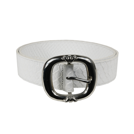 WHITE SNAKESKIN LEATHER BELT