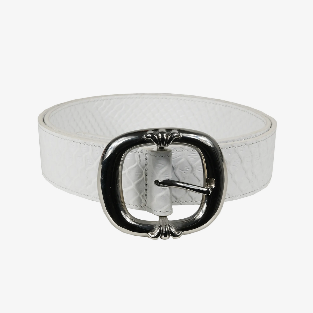 WHITE SNAKESKIN LEATHER BELT