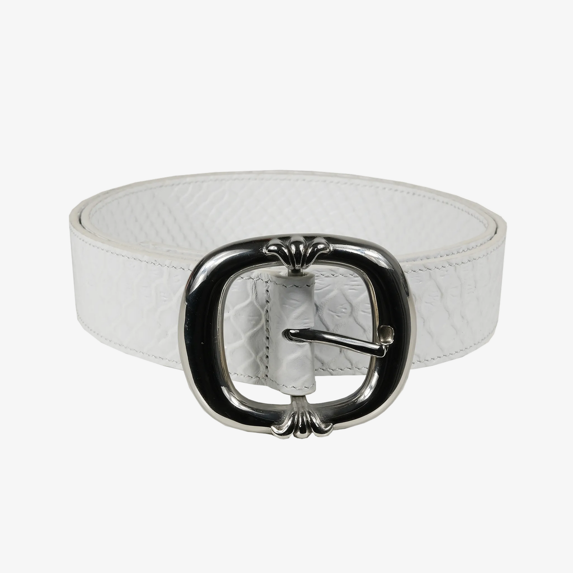 WHITE SNAKESKIN LEATHER BELT