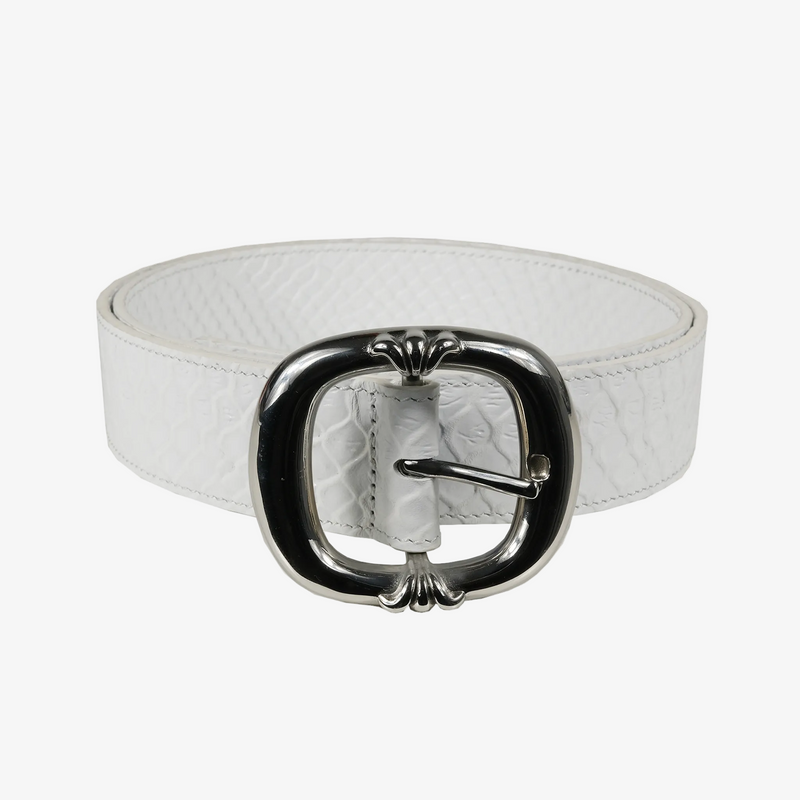 WHITE SNAKESKIN LEATHER BELT