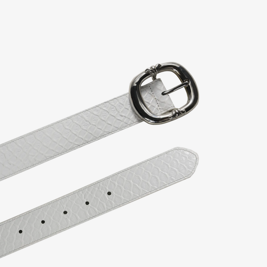 WHITE SNAKESKIN LEATHER BELT